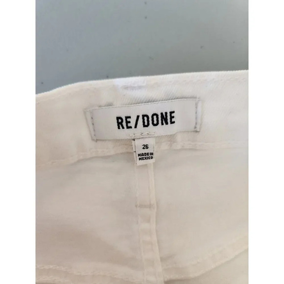 NWD Re/Done High Rise 70's Stove Pipe Distressed Jeans Size 26 White #BA406 - Picture 10 of 13